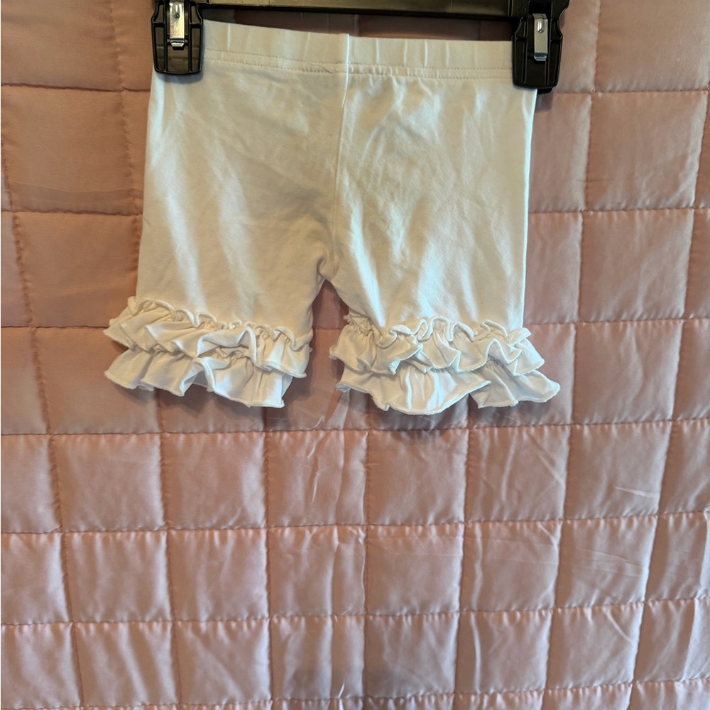 White Ruffle Hem Shorts